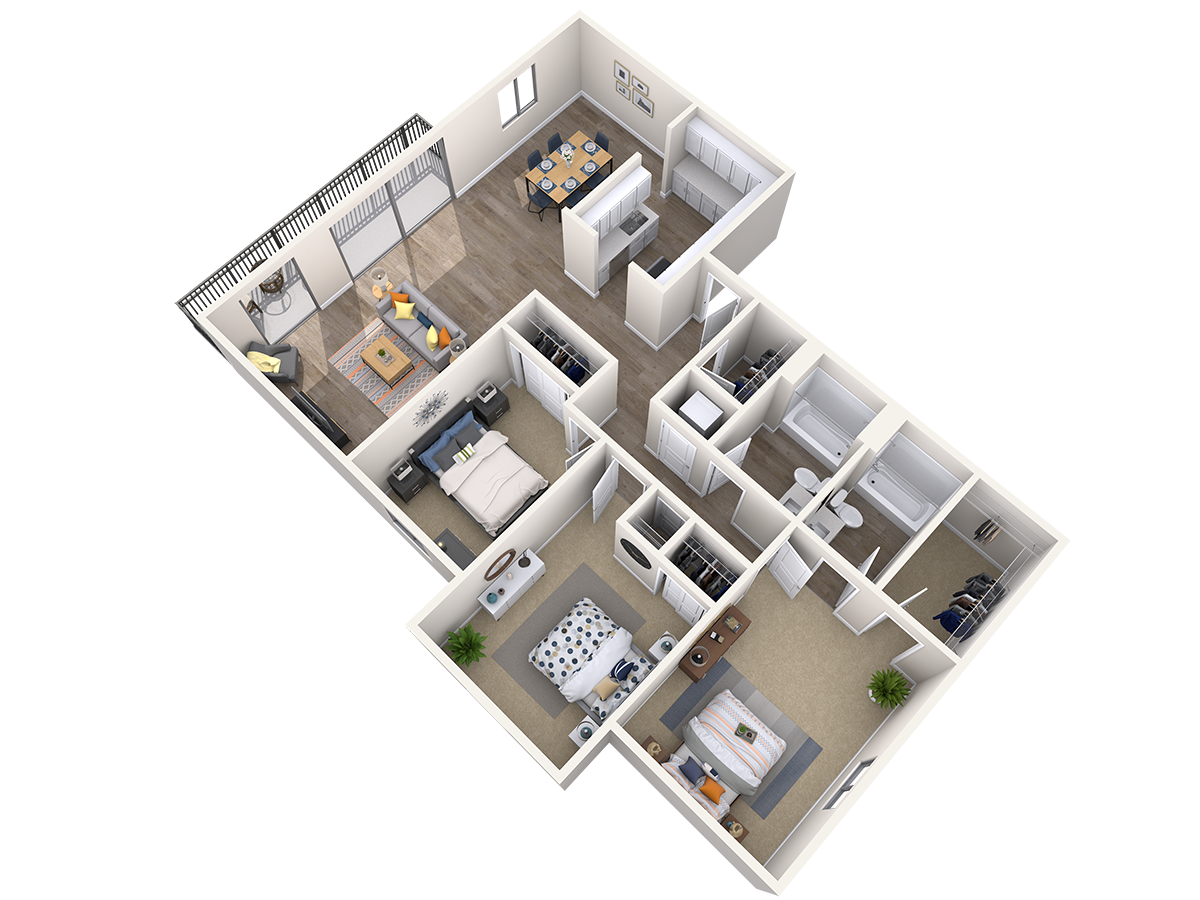 Floor plan for 3 beds, 2 baths, 1176 sqft